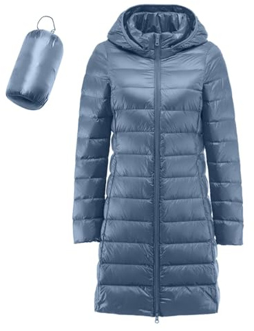 Veste Légère En Duvet De Canard Femme, Couleur Unie, Grande Taille, Imperméable, Imperméable, Coupe-Vent, Mi-Longue, Doudoune À Capuche Amovible, Doudoune Femme Longue, Doudoune Chauffante Femme