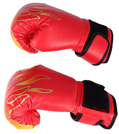 BELLIFFY Boxhandschuhe Kinder Pu Trainingshandschuhe Flammenmuster Mit Klettband Und Schlagpratzen Für Kickboxen Karate Muay Thai Sparring Kampfsport