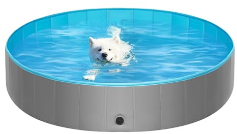 EUGAD Piscina per Cani, Piscina Cani Gatti Grandi Piccoli, 140x30cm Vasca da Bagno Pieghevole Portabile, PVC Piscina per Animali Domestici Piscina Rigida, Pool Esterno Drenaggio Laterale Veloce