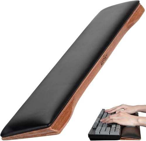 ASFSKY Handgelenkauflage für Tastatur, Wrist Rest Handballenauflage Tastatur in Nussbaum-Optik, Handauflage für Büro, Computer, Laptop, lindert Schmerzen im Handgelenk und komfortables Tippen
