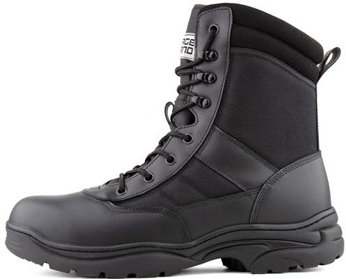 Savage Island Bottes de patrouille Pro en cuir - Fermeture éclair latérale et lacets - Respirantes - Pour police, sécurité, cadets et travail en plein air, Noir , 42 1/3 EU