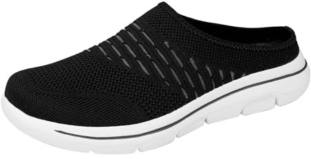 Zapatos De Ocio Semi-Abiertos - Zapato Mujer Alpargatas Transpirable Zapatos Malla Hueca Superior Zapato Al Aire Libre Sin Cordones Bailarina Ligero Zapatos Cómodos, Negro , 42 EU