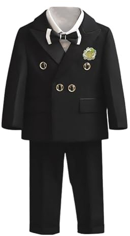 Completo Due Pezzi per Ragazzi Abbigliamento Casual Morbido per Scuola e Tempo Libero (Black, 6-7 Years)