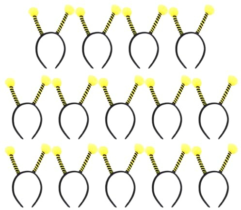 LOORGVEL Lot de 14 Serrage-Têtes Bandeaux à Antennes d'Abeille Jaunes et Noires Accessoires Cheveux pour Cosplay et Fête d'Anniversaire Coiffe Garçon et Filles pour Bal Masqué et