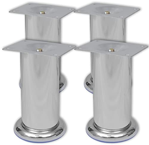 Ordellia 4 x möbelfot sofffot sockelfot krom rund 120 mm av järn, 50 x 120 mm rörmått, fotdiameter 70 mm, ersättningsfot för soffa, fåtölj, soffa, stabil och enkel montering