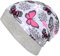 Wollhuhn ÖKO Leichte Mädchen/Jungen Beanie-Mütze Bündchen Elastisch Übergangszeit/Sommer Kinder-Mütze Baumwolle (Öko-Stoffe, Bio) 22222235 (Schmetterlinge Grau/Rosa, M)