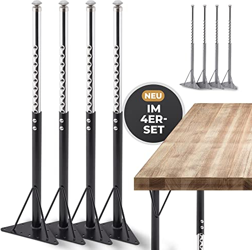 HEIMSTARK 52-75 cm höhenverstellbare Tischbeine - Super-belastbar [Wackelfrei] Metall im 4er Set | Verstellbare Schreibtischbeine - Füße für Funktionale Möbel