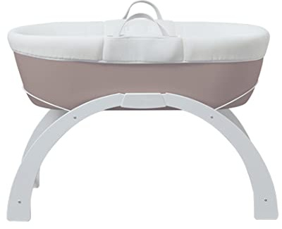 Shnuggle Dreami Babykorb, Wiege und geschwungener Schaukelständer, tragbar und höhenverstellbar, Taupe