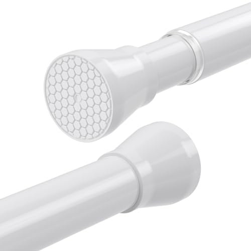 Shower Curtain Rail Extendable Curtain Poles 75-160cm Tension Rods for Curtains Extendable Shower Curtain Rod Telescopic Curtain Pole Spring Rod No Drilling for Windows,Bathroom