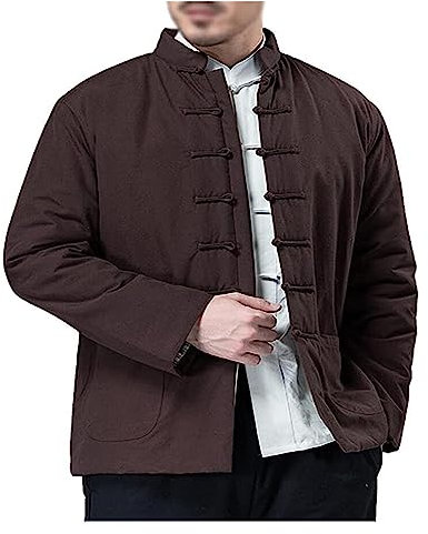 Chinesischer Kung-Fu-Anzug, Tai-Chi-Anzug, dicker, warmer Baumwoll-Tang-Anzug, Winter-Tai-Chi-Uniform, langärmelig, chinesische traditionelle Kleidung, Hanfu-Jacken, Kampfsport-Anzug ( Color : Bruin ,