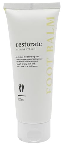 Restorate Intensive Foot Balm 100ml Tube - Podiatrist Designed For Cracked Heels & Dry Hard Skin - Non Greasy - Fast Absorbing - Contains Urea, Shea Butter, Macadamia & Vit E
