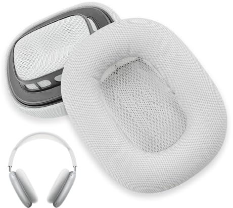 Compatible avec AirPods Max - Coussinets De Rechange avec Gel Rafraîchissant, Cuir Protéiné, Mousse À Mémoire De Forme - Argent - Confort Prolongé pour Écouteurs Antibruit Supra-Auriculaires