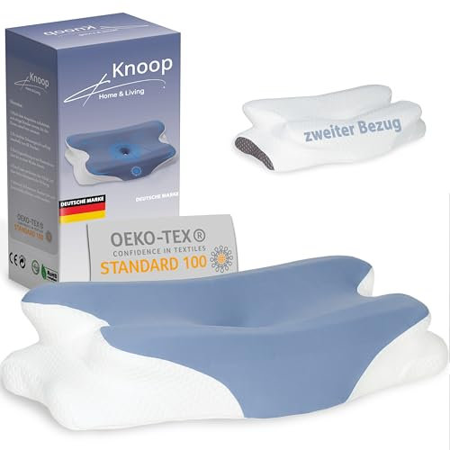 Knoop Home & Living ®️ Orthopädisches Nackenkissen Memory Foam – Ergonomisches Kopfkissen gegen Nackenschmerzen & Verspannungen – Perfekt für Seitenschläfer & Rückenschläfer – Abnehmbarer Bezug