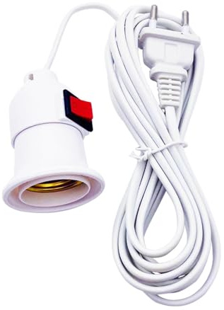 Genérico: Portalámparas tipo suspensión con cable de 8,2 pies - Enchufe de luz con botón de encendido/apagado con tornillo E27 para sala de estar