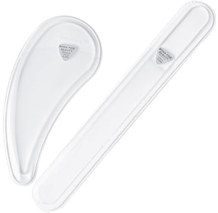 Bona Fide Beauty Ergo - Set di lime per unghie in vetro ceco, strumenti per manicure Ergo File (trasparente), strumento curvo per unghie naturali