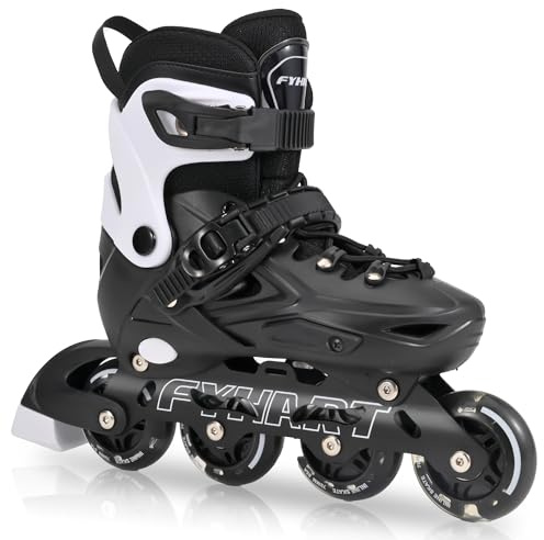 Rollers en Ligne pour Enfants Garçon| Patins à roulettes Réglables Jusqu'à 4 Tailles | Idéal pour Les Loisirs, Le Sport, Noir (S)