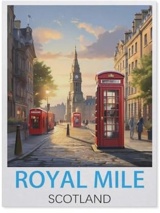YYHMKBYY，Jigsaw Puzzle 1000 Piece，Royal Mile Scotland Vintage Travel Poster，Classic Puzzle DIY Kit Paper Toy Unique Gift Home Decor（50x70cm）-K80
