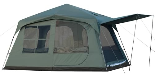 Castle Unicorn 6-8 Person Camping Tent with Porch, Large Family Cabin Tent with 2 Rooms 3 Doors, Tall & Spacious, Waterproof Glamping Tent, Big Tents for Outdoor Camping Hiking Backyard