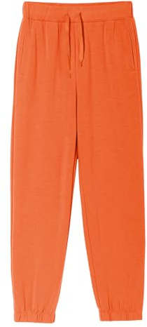 Haloumoning Pantalones de chándal para niños, corte regular, ligeros, monocolor, pantalones de deporte, informales, pantalones de ocio, con cintura elástica y bolsillos, naranja, 13-14 años