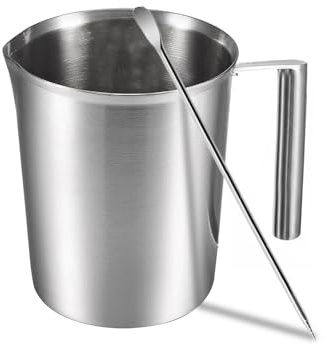 Ziyonix Messbecher Edelstahl, 1L Milchkännchen Edelstahl Messbecher mit Großem Milch Pitcher edelstahl-messbecher mit Maßzahlen und Griff für Zuhause Küche Restaurant Bar Teeladen Café