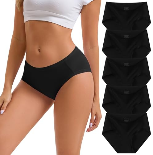 INNERSY Mutande da donna in microfibra slip morbido hipster intimo cotone modal panties confezione da 5, 5 Sport Nero, M