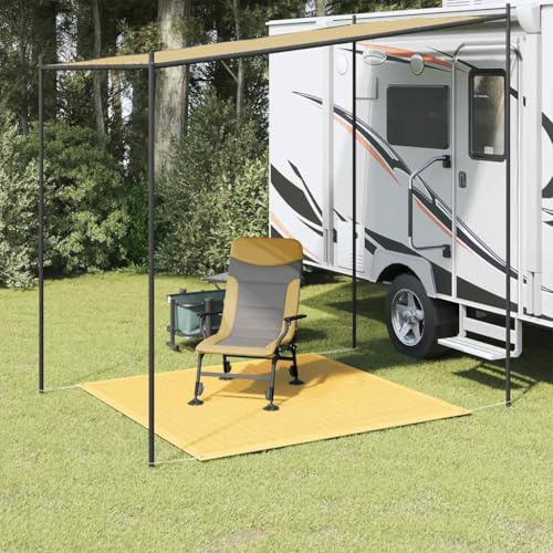 Nqyjm Tappeto per tenda da campeggio, 200 x 200 cm, beige, resistente alle intemperie, per roulotte/camper