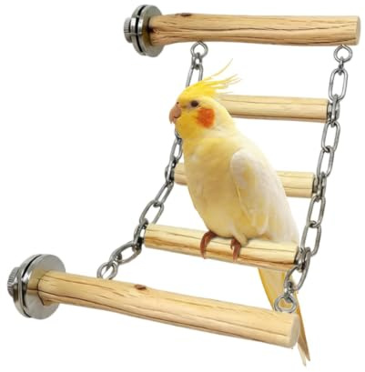 Escalera para Jaula de Pájaros Percha de madera segura masticable y