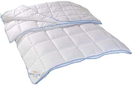 PROCAVE TopCool 4 Jahreszeiten Qualitäts-Bettdecke mit Druckknöpfen für Winter und Sommer | Soft-Komfort-Bettdecke | kochfeste Steppdecke 155x220cm