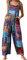 Springcmy Women's Loose Overall Dungarees Floral Jumpsuit Sleeveless Casual Baggy Playsuit Summer Wide Leg Long Pants Romper (A-Blue, L)