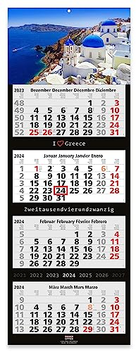 GEIGER-OFFICE 4-Monatskalender 2026 GREECE GRIECHENLAND - Wandkalender 33 x 90 cm Großformat - Bürokalender mit tollem Bildmotiv - Geschenk für Griechenland-Fans - Made in Germany