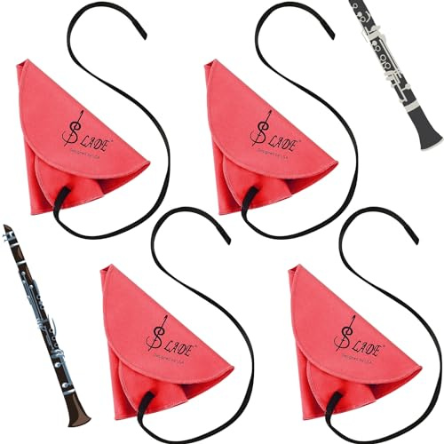 Yinder 4 Pcs Clarinet Swab Cloth Clarinet Cleaner Cleaning Cloth Swab for Inside Tube Suitable Piccolo Flute Sax Saxophone (Red)