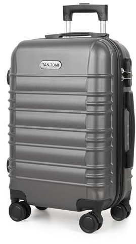 MoFut Hartschalen-Handgepäck Koffer aus ABS – Reisekoffer mit 4 Drehbaren Rollen (360°), Trolley mit Aluminium-Teleskopstange und 3 Stelige-Zahlenschloss (M – 41L, Dunkelgrau) (M-L-XL-Set)