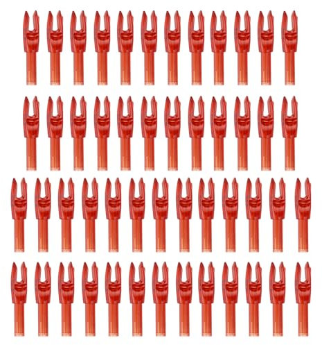 PATIKIL Bogenschießnocken 4,2 mm 0,165, 50 Stück Pfeil Nocken Kunststoff Transparente Einfüge Pfeilnocken Ersatz für Jagdpfeile Recurvebogen Compound Bogen, Rot