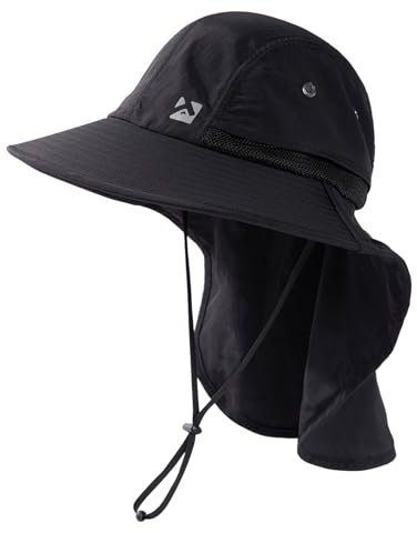 TOP-EX XL/XXL - Sombrero de sol impermeable para hombre, ala ancha, protección solar, gorro de senderismo para exteriores, con protección para la nuca, gorro de safari de verano plegable, 94599_black,
