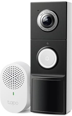 Tapo D235 Video-Türklingel Akku/Festverdrahtet (Video Doorbell) | Türklingel mit Kamera, 2K 5MP, Farbe Nachtsicht, 180° ultrabreiten Sichtfeld, 10000 mAh Nicht entfernbarer Akku, Mit Chime, Alexa