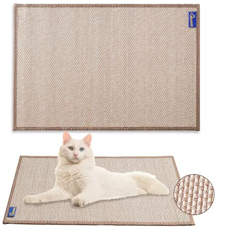 Mearrcgo Kratzmatte Katze [1 Stück] - 50 X 30 cm Aus Bambus Gewebte Katzen Kratzmatte, Verschleißfest, Krümelfrei, Mit Magischen Aufklebern und Spiralnagel zum Schutz von Wand, Sofa, Boden, Fenster
