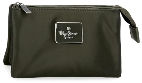 Pepe Jeans Christine Neceser Tres Compartimentos Verde 17,5x9,5x2 cms Poliéster con Detalles en Piel Sintética by Joumma Bags