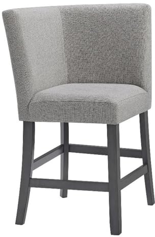 Pemberly Row Counter Corner Bench, 22 W x 22 D x 40 H, Upholstered Back in Gray, Foam-Filled Seat, Nailhead Trim, Rubberwood Frame, Versatile Seating for Kitchen or Dining Room