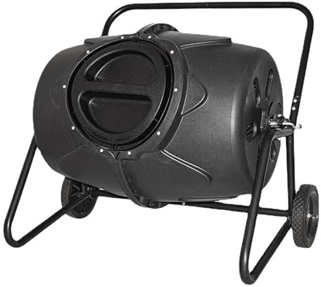 LHQYA Garden Compost Bin, 190L Outdoor 360° Tumbling Composter with Wheels, Built-in Air Pipe, for Fast Creation Of Fertile Soil