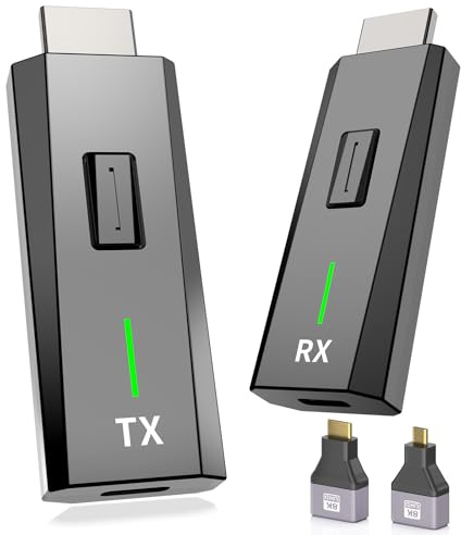 2026 Upgraded Wireless HDMI Transmitter and Receiver 328FT/100M, 4k Decode 1080P Output, Plug & Play Portable 2.4g/5g, Wireless Hdmi Extender Kit to Monitor from Laptop/PC/Projector/TV Box