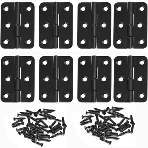 8 PCS Hinges for Wood, 2.7 inch Hinges for Wood Black Door Hinges with 48 PCS Hinge Screws, for Home Furniture Hardware Cabinet Closet Door Drawer Woods Box