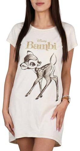 Disney Camicia da Notte da Donna, 100% Cotone, Maglietta da Notte per L'Estate (Disney Bambi, XL)