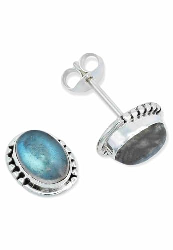 Ohrstecker 925 Silber Labradorit grün blauer Stein Edelstein Ohrringe echt Silber Damen Sterling Silber Stecker Geschenk(MOS-020-05)