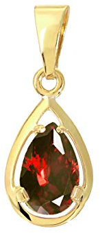 NKlaus Granat echt Träne Tropfen Kettenanhänger 333 8 Karat Gold gelbgold 12x8mm Damen 9253