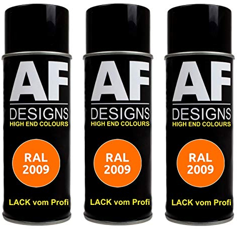Alex Flittner Designs 3 x RAL vernice spray per auto, vernice colorata RAL 2009, arancione