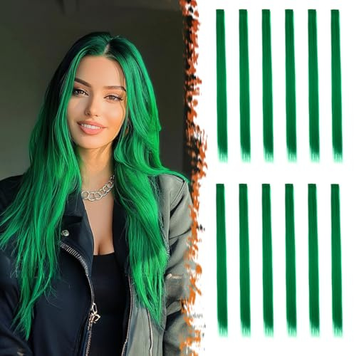 BARSDAR 12 Stück Farbige Haarverlängerungen, Highlights 21 Zoll Glattes langes Haarteile Haarsträhnen Zum Einklipsen Farbiger Clip in Haarverlängerungen Extensions Bunt für Frauen