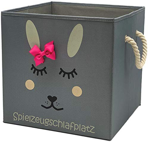 Sappralot Kids - Hase Aufbewahrungsbox grau für Kinder, Baby Aufbewahrungskorb, schöne praktische Spielzeugkiste für jedes Kinderzimmer, kompatibel mit IKEA Kallax Regale (33x33x33), Hase (pink)