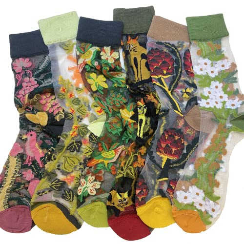 Ballballu 5 Paris Vintage Cotton Socks,Summer Short Soft Ankle High Socks,Non Slip and Breathable