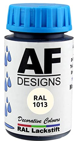 Penna per vernice Alex Flittner Designs RAL 1013 Bianco perlato semi-opaco 50 ml per ritocchi su legno, metallo, mobili, bagno, vernice per riparazione