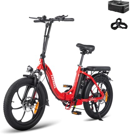 Fafrees F20 E-Bike Klapprad Elektrofahrrad 250W 36V 16AH Akku mit Superkapazität 20 Zoll Faltbares City Bike E-Mountainbike 20*3.0 Fat Tire Tragfähigkeit 130kg (Rot Stil 2)